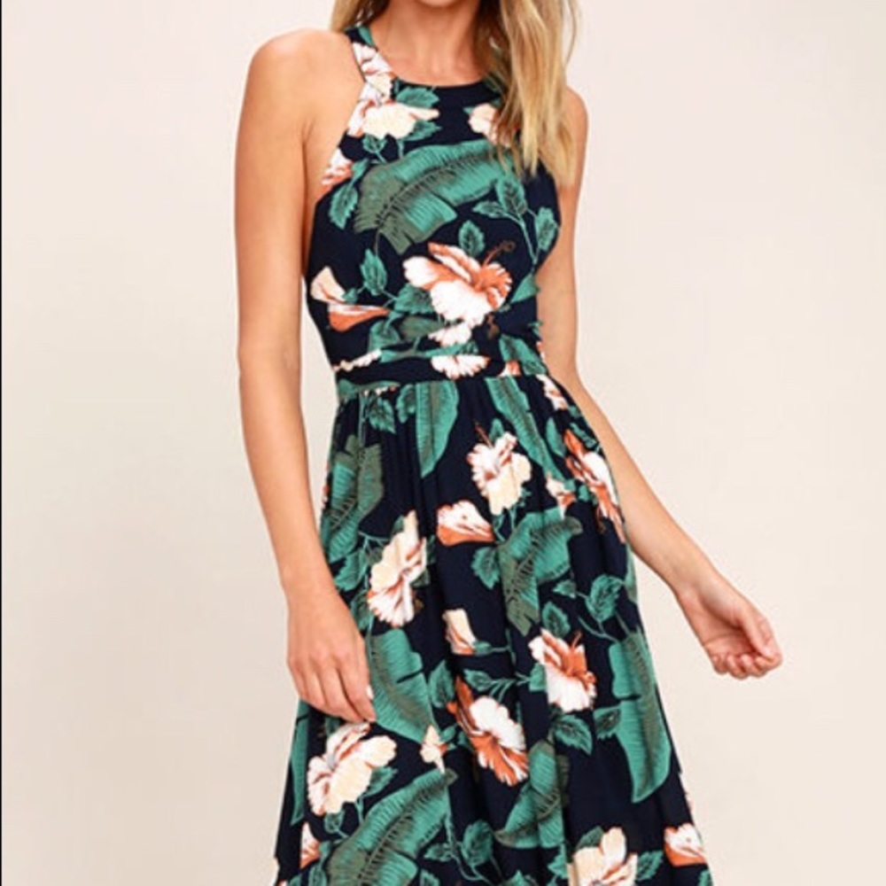 Temptation Island Navy Blue Floral Maxi Dress